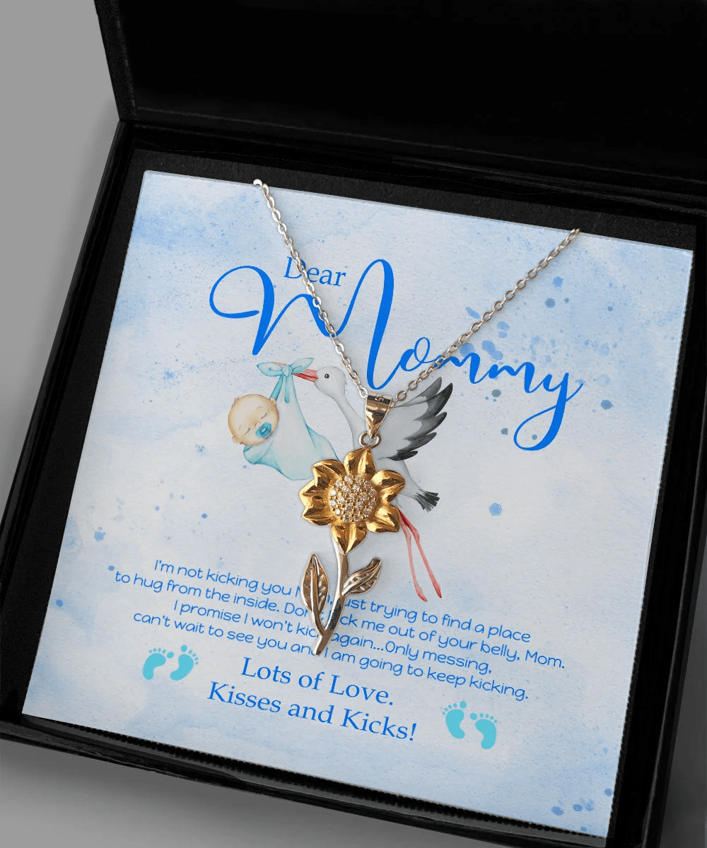 To My Mommy Lots Of Love Kisses And Kicks Sunflower Pendant Necklace Toptrendygear