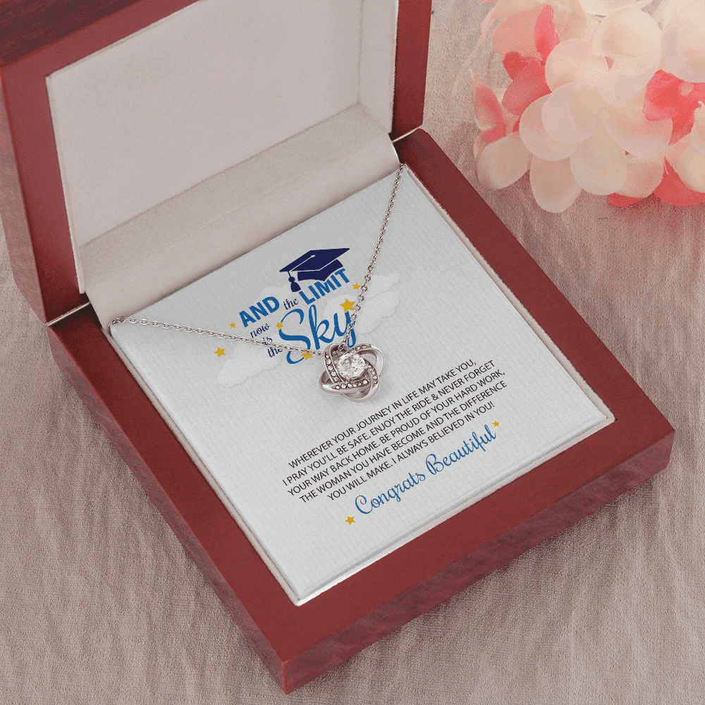 To My Beautiful I Always Believed In You, The Limit Is The Sky Love Knot Necklace Gift For Daughter Toptrendygear