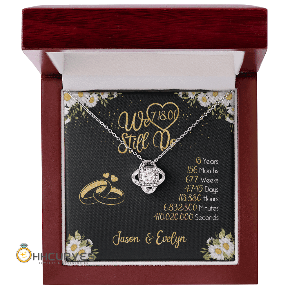 Custom Name And Date Anniversary Gifts Lace Anniversary Gifts For Her We Still Do 13 Year Wedding Anniversary Gift Love Knot Gold Necklace Toptrendygear