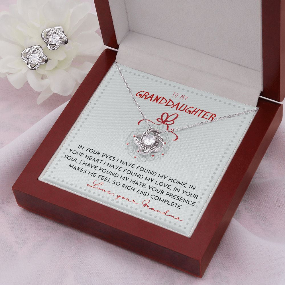 Granddaughter Necklace From Grandma In Your Eyes I Have Found My Home Love Knot With Free Earrings
