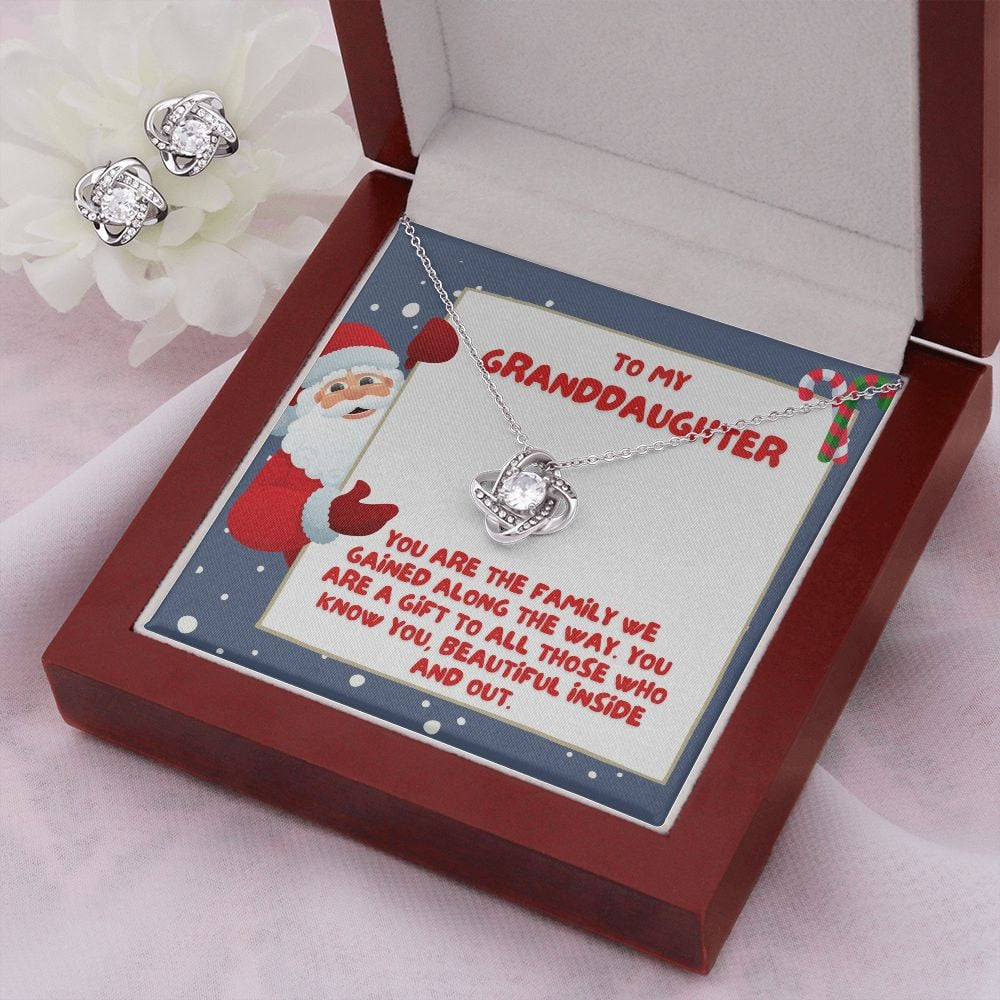 Granddaughter Necklace You Are The Family We Gained Along The Way Love Knot With Free Earrings Unique Gifts For Christmas