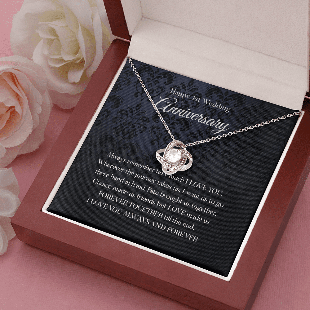 Wife Necklace, Happy 1st Wedding Anniversary Necklace Happy First Anniversary Love Knot Necklace Gift For Wife