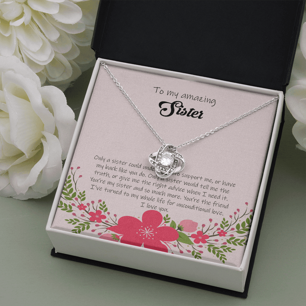 Gift For Sister You're Much More My Sister Love Knot Necklace