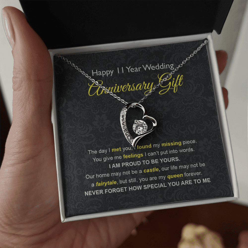 Wife Necklace, 11th Wedding Anniversary Necklace Gift Ideas For Wife Forever Love Necklace