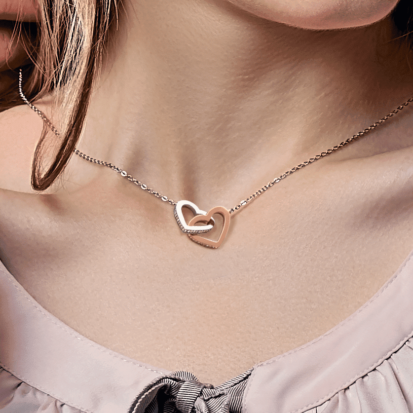To My Wife Until You Get Older I Will Always Be By Your Side Interlocking Heart Necklace Toptrendygear