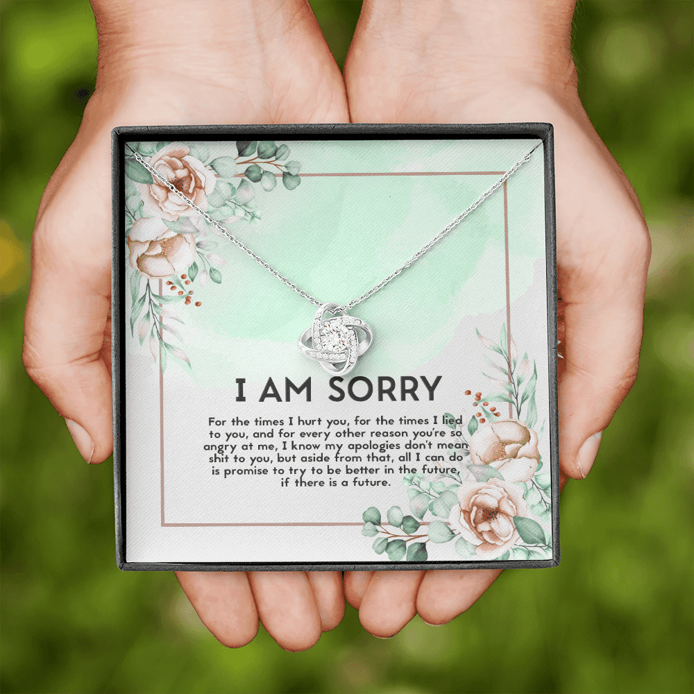 I Am Sorry Apology Message Love Knot Necklace