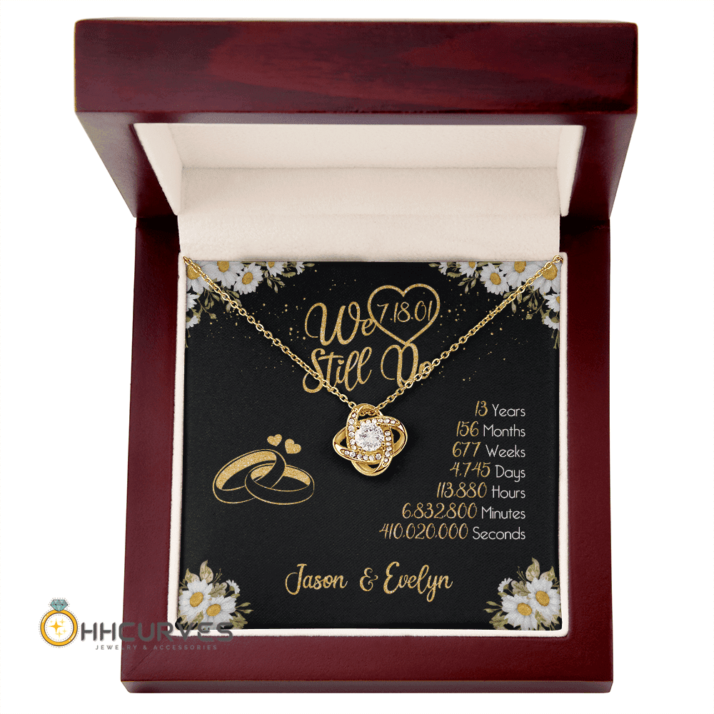 Custom Name And Date Anniversary Gifts Lace Anniversary Gifts For Her We Still Do 13 Year Wedding Anniversary Gift Love Knot Gold Necklace Toptrendygear