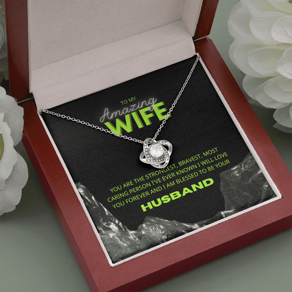 To Amazing Wife I Am Blessed To Be Yours Love Knot Necklace Toptrendygear