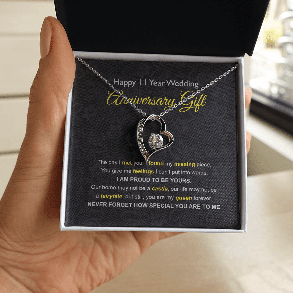 Wife Necklace, 11th Wedding Anniversary Necklace Gift Ideas For Wife Forever Love Necklace