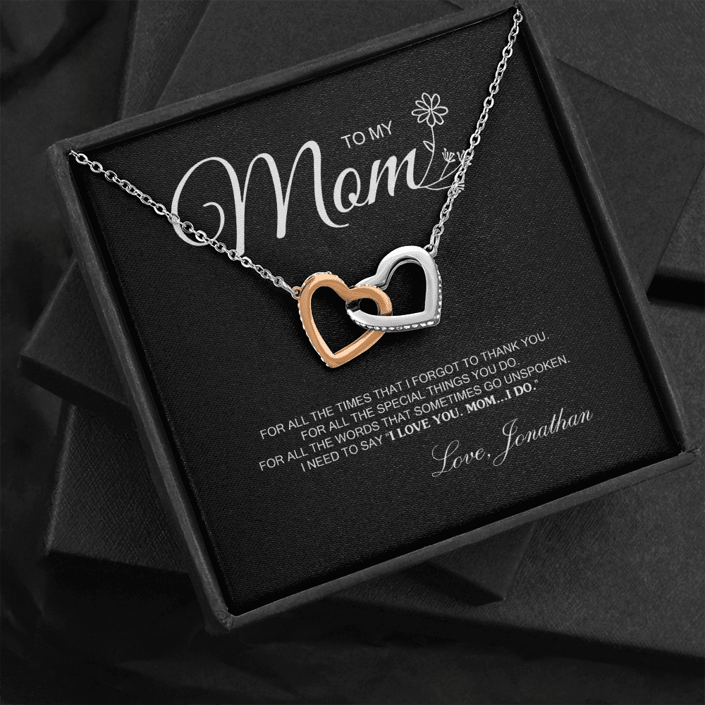 To My Mom For All The Time Interlocking Heart Necklace Toptrendygear