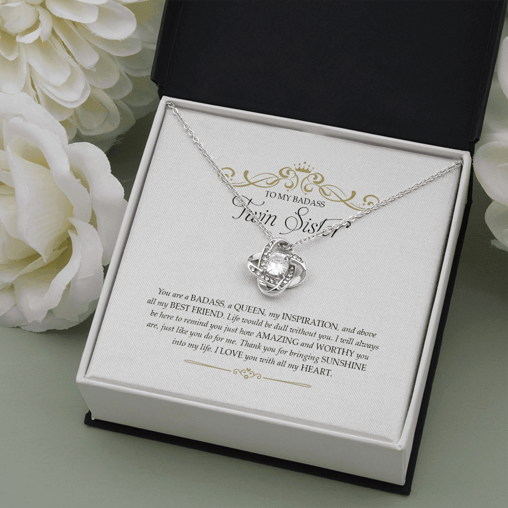 Sister's Gift I Love You With All My Heart Gift For Twin Sister Love Knot Necklace