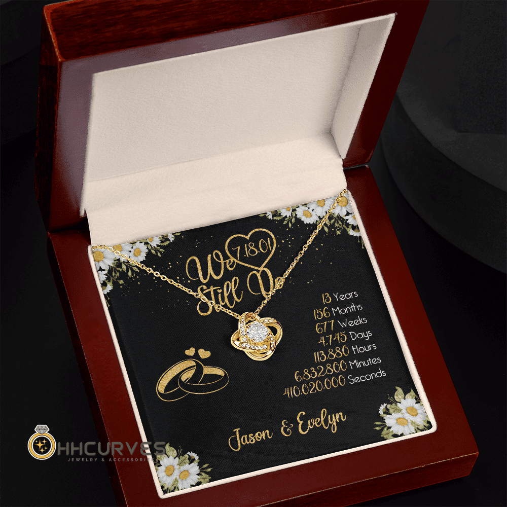 Custom Name And Date Anniversary Gifts Lace Anniversary Gifts For Her We Still Do 13 Year Wedding Anniversary Gift Love Knot Gold Necklace Toptrendygear