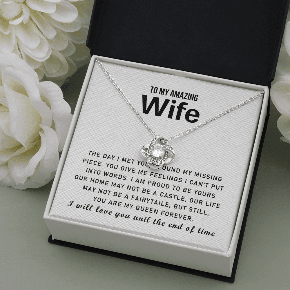 To My Love My Life My Amazing Wife Queen Forever - Gift For Wife Love Knot Necklace