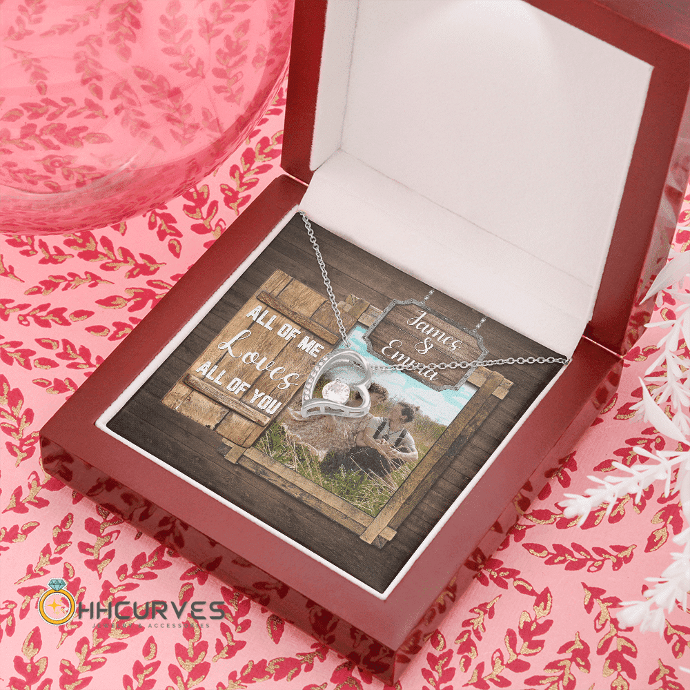 Custom Name And Photo Happy Wedding Anniversary All Of Me Loves All Of You Gift For Her Forever Love Necklace Toptrendygear
