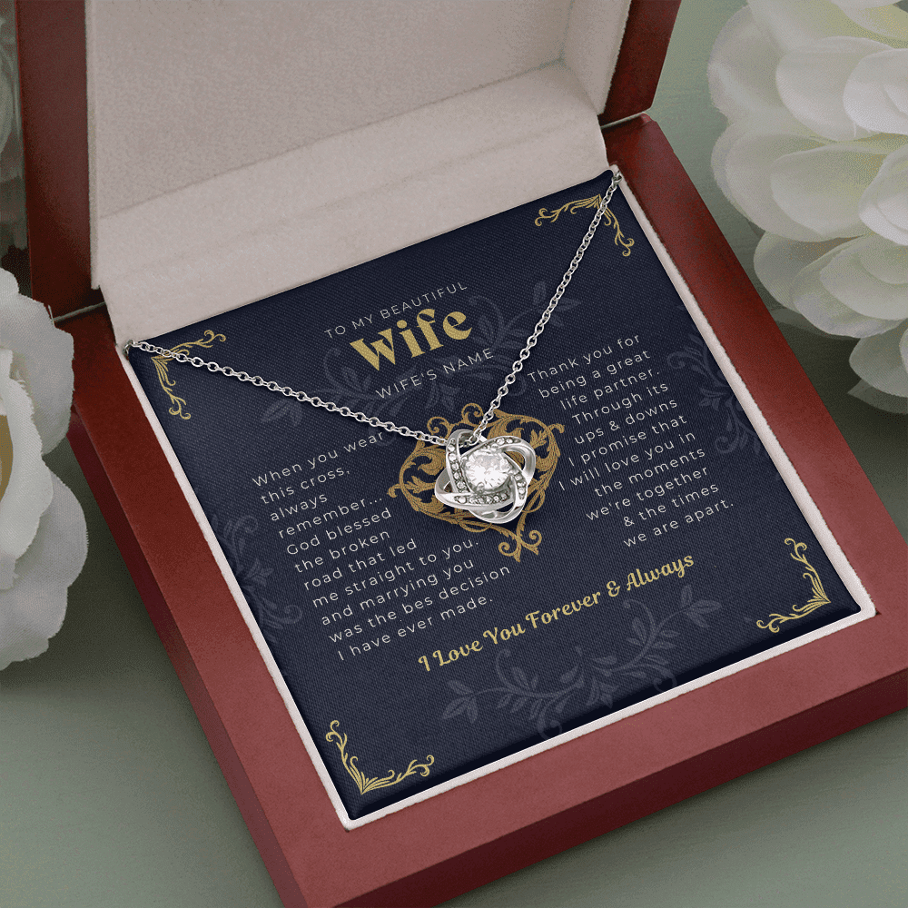 To My Wife From Husband I Love You Forever And Always Love Knot Necklace Toptrendygear