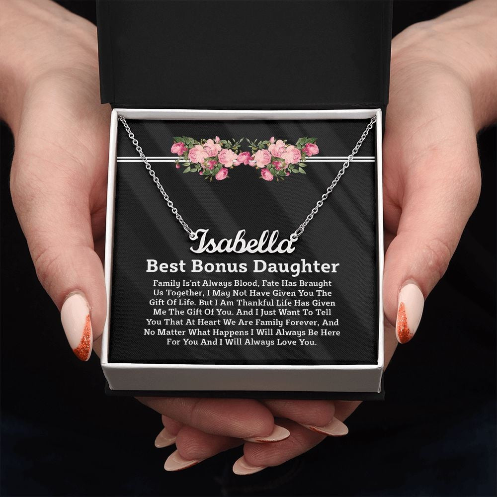 We Are Family Together Gift For Bonus Daughter Personalized Name Necklace