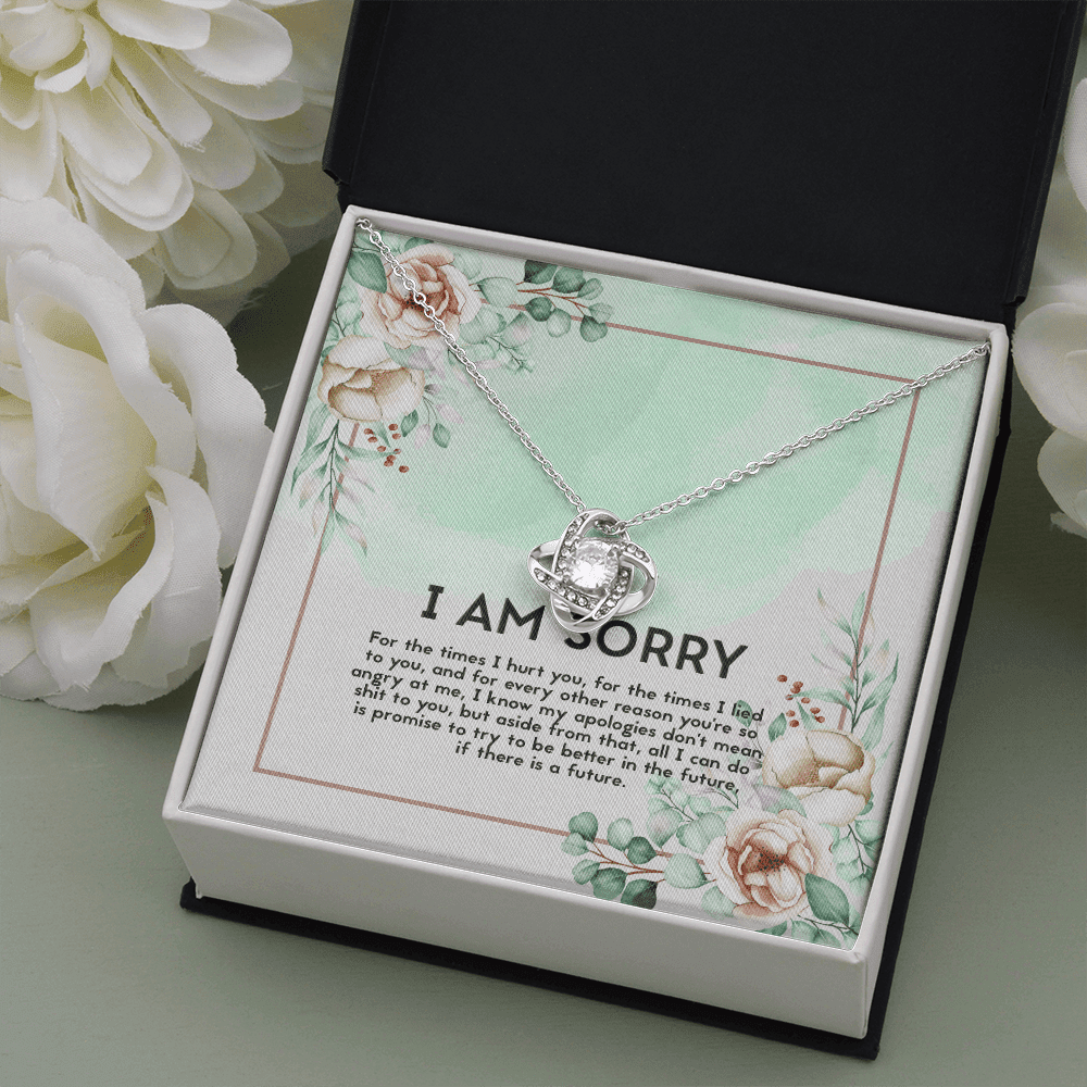 I Am Sorry Apology Message Love Knot Necklace