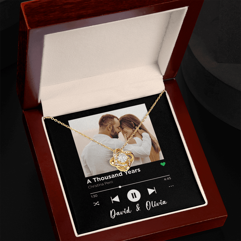 A Thousand Years Spotify Code Song Art Custom Name And Photo Love Knot Gold Necklace Gift For Her