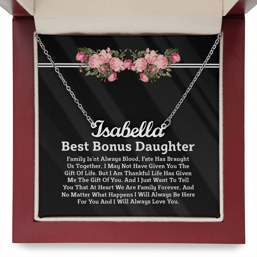 We Are Family Together Gift For Bonus Daughter Personalized Name Necklace