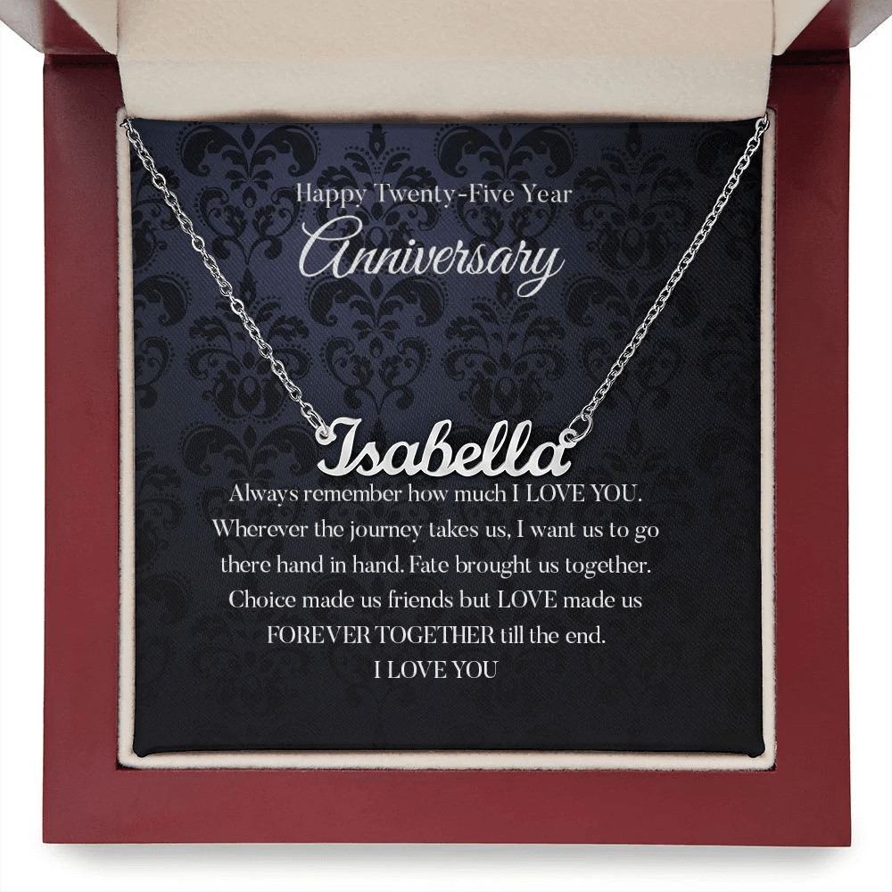 Her Necklace Happy Twenty Five Year Anniversary Personalized Name Necklace
