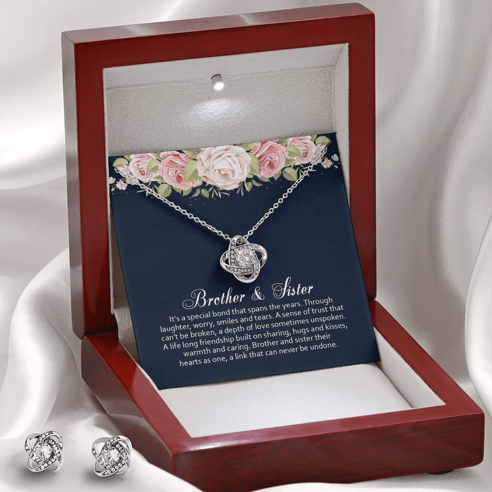 Brother Gift For Sister It's A Special Bond Love Knot With Free Earrings