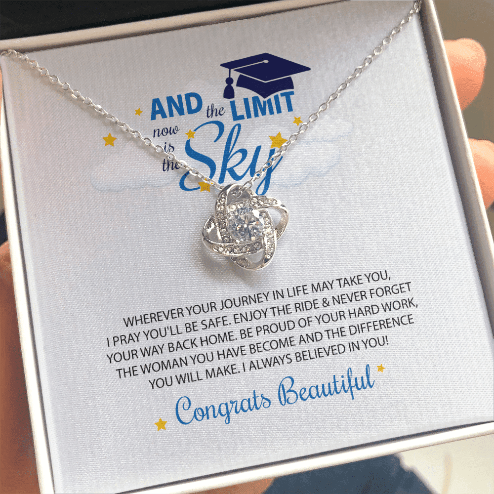 To My Beautiful I Always Believed In You, The Limit Is The Sky Love Knot Necklace Gift For Daughter Toptrendygear
