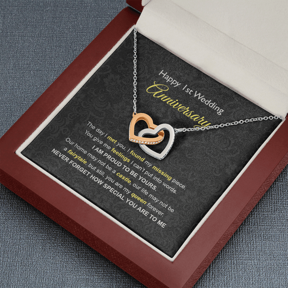 Wife Necklace, 1st Wedding Anniversary Necklace Happy First Wedding Anniversary Interlocking Hearts Necklace Gift Ideas For Wife Toptrendygear