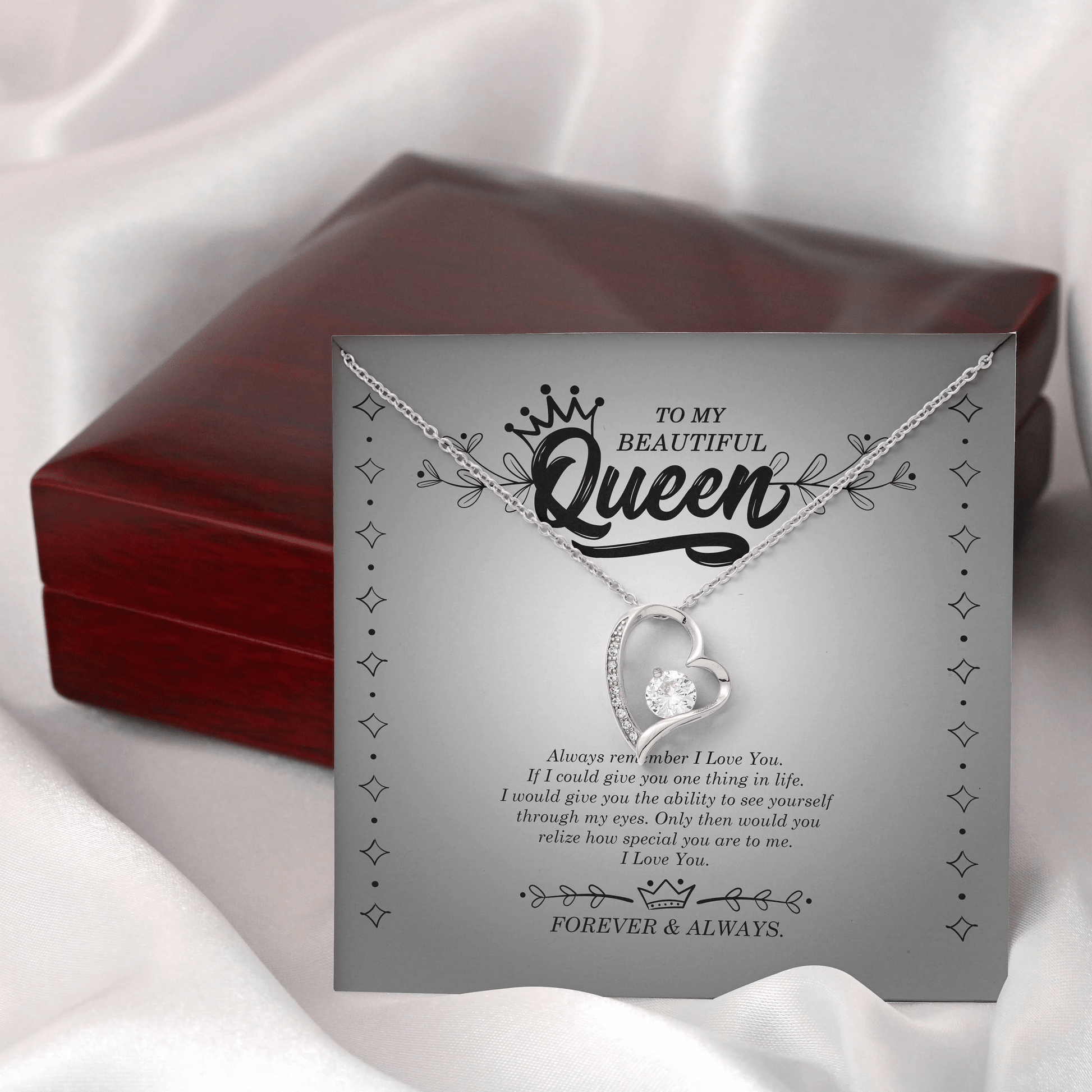 To My Beautiful Queen Always Remember I Love You Forever Love Necklace