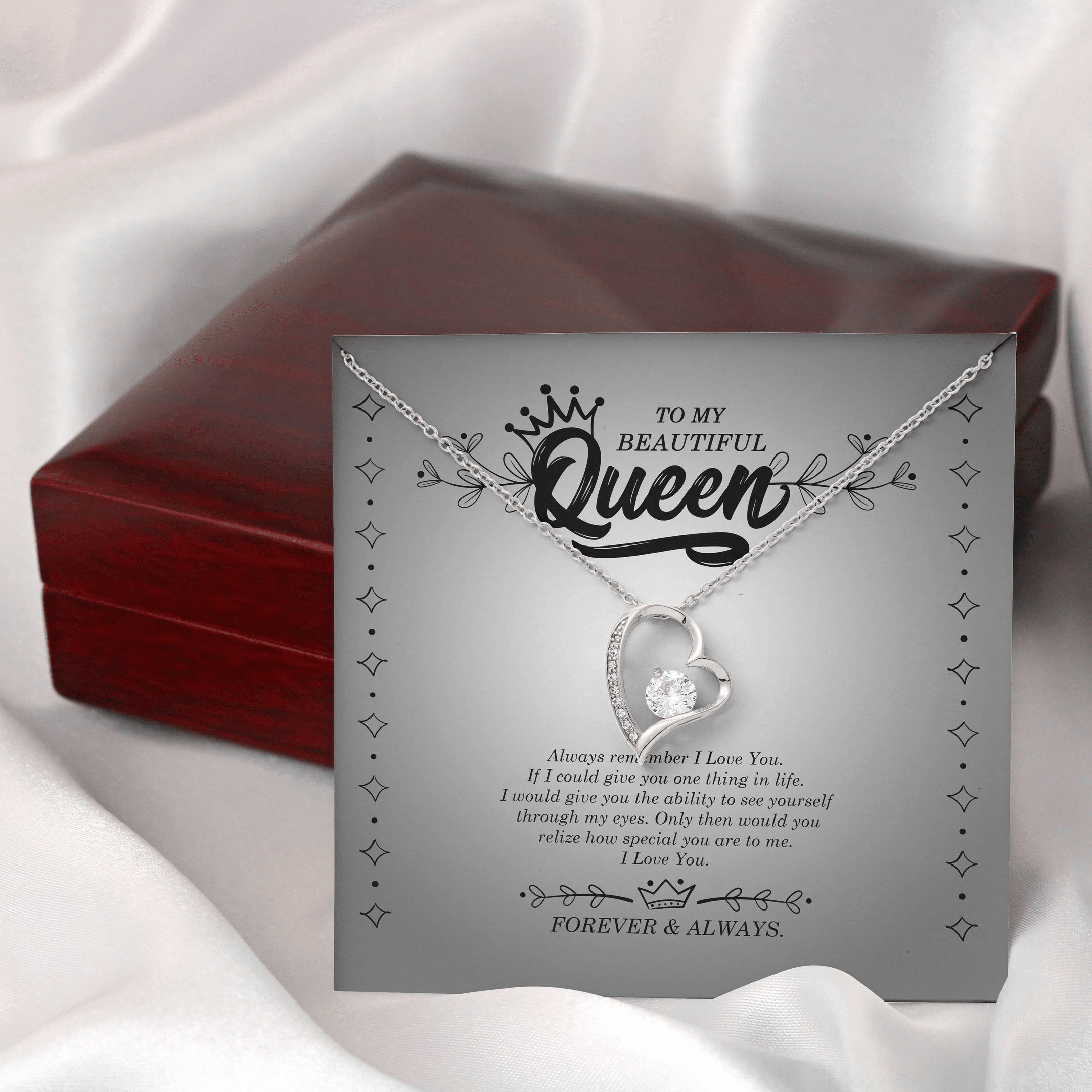To My Beautiful Queen Always Remember I Love You Forever Love Necklace