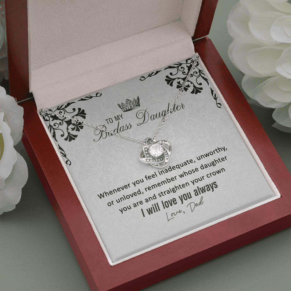 To My Badass Daughter From Dad Love Knot Necklace