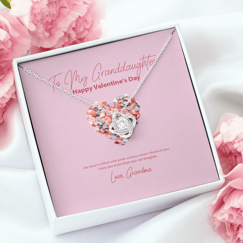 To My Granddaughter From Grandma Valentine's Day Love Knot Necklace