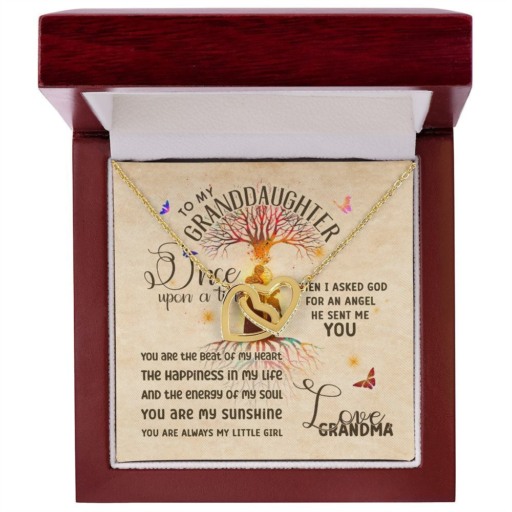 Granddaughter Necklace From Grandma Once Upon A Time God Sent Me An Angel As You Interlocking Hearts Necklace