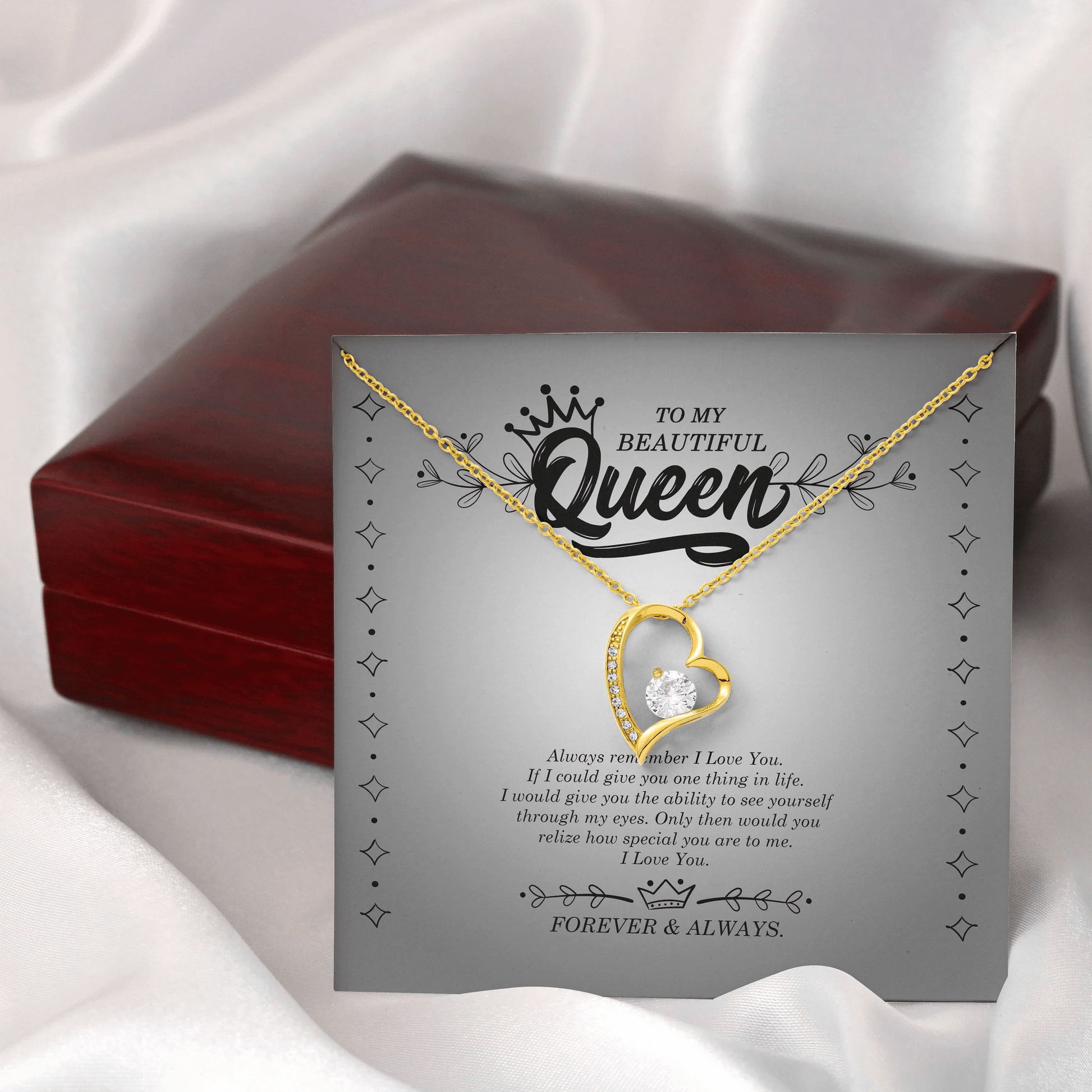 To My Beautiful Queen Always Remember I Love You Forever Love Necklace