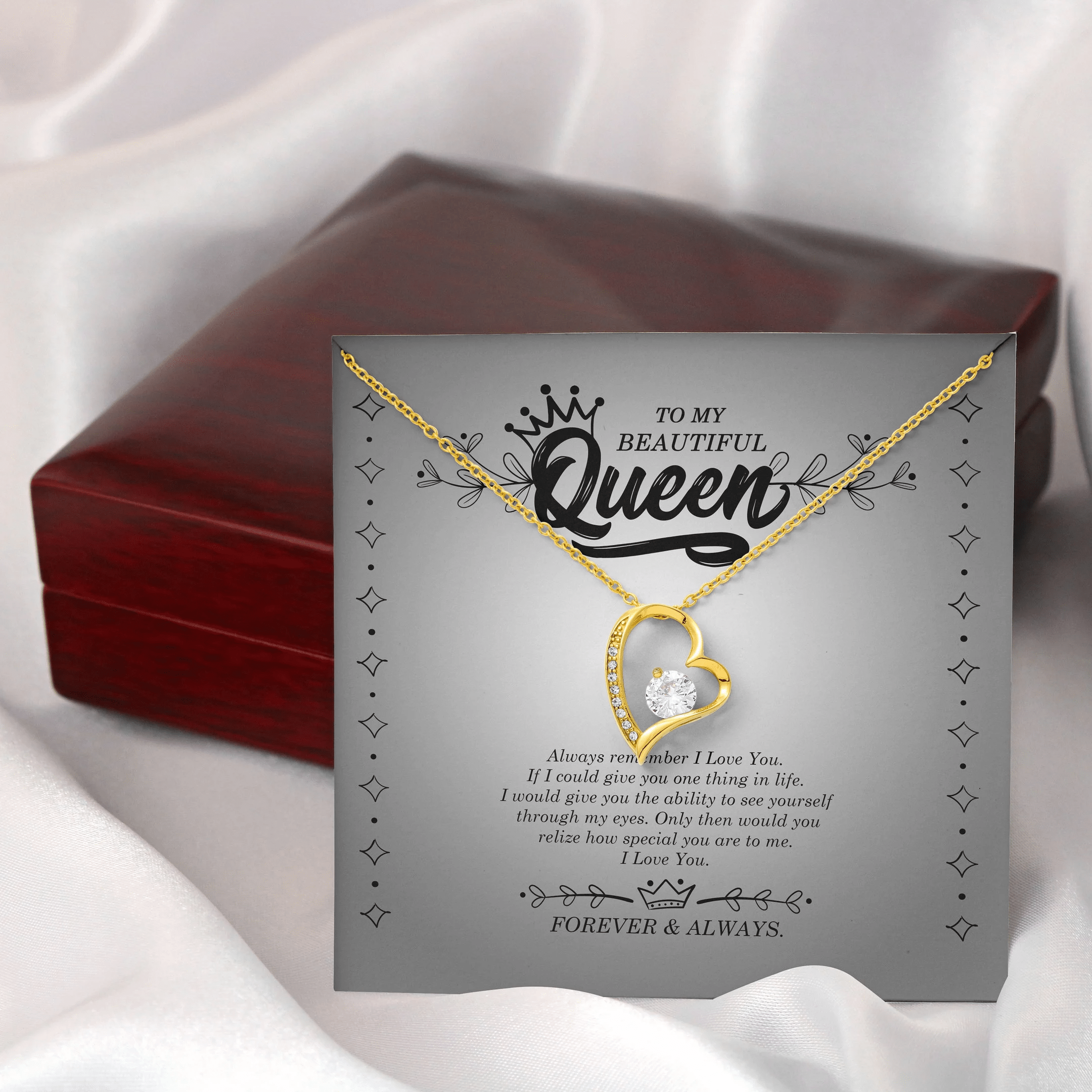 To My Beautiful Queen Always Remember I Love You Forever Love Necklace