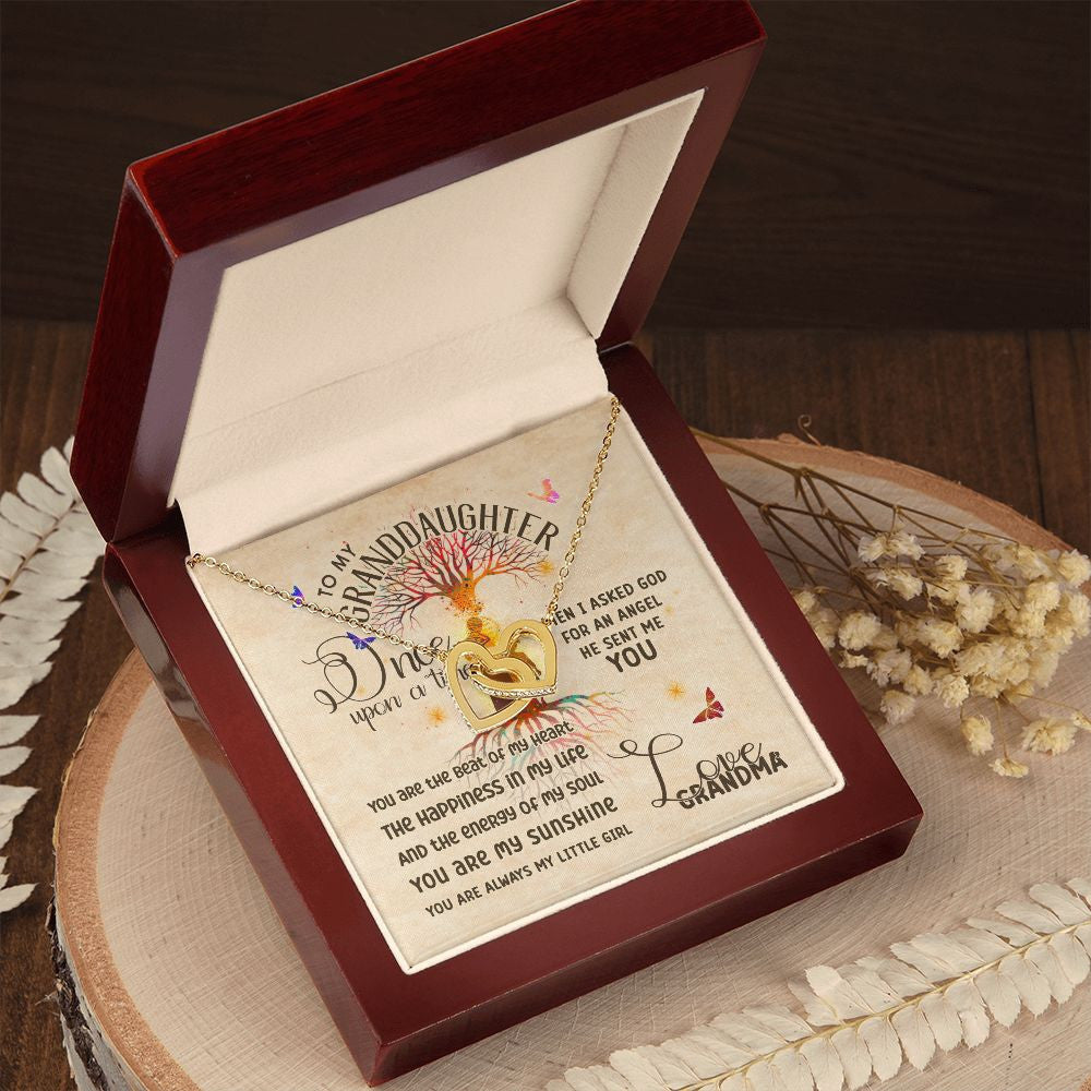 Granddaughter Necklace From Grandma Once Upon A Time God Sent Me An Angel As You Interlocking Hearts Necklace