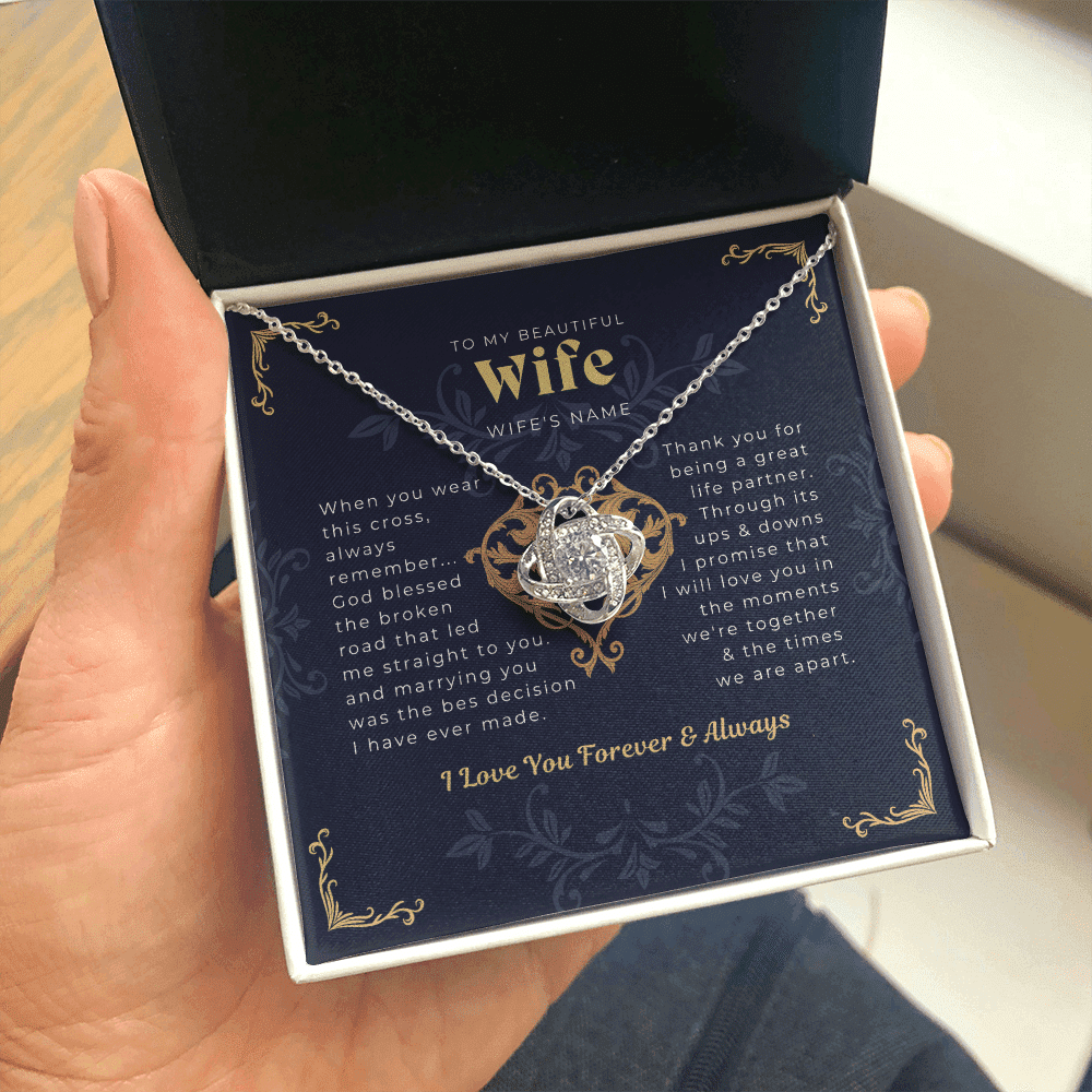 To My Wife From Husband I Love You Forever And Always Love Knot Necklace Toptrendygear