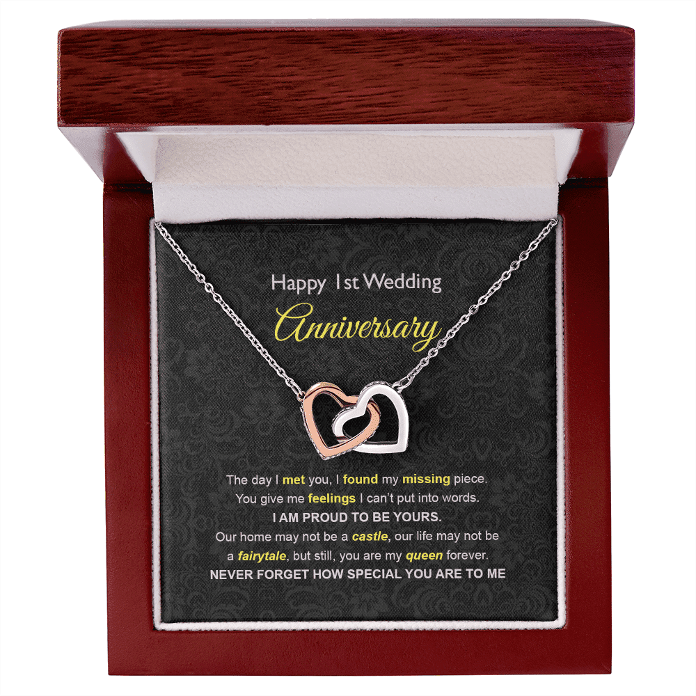 Wife Necklace, 1st Wedding Anniversary Necklace Happy First Wedding Anniversary Interlocking Hearts Necklace Gift Ideas For Wife Toptrendygear