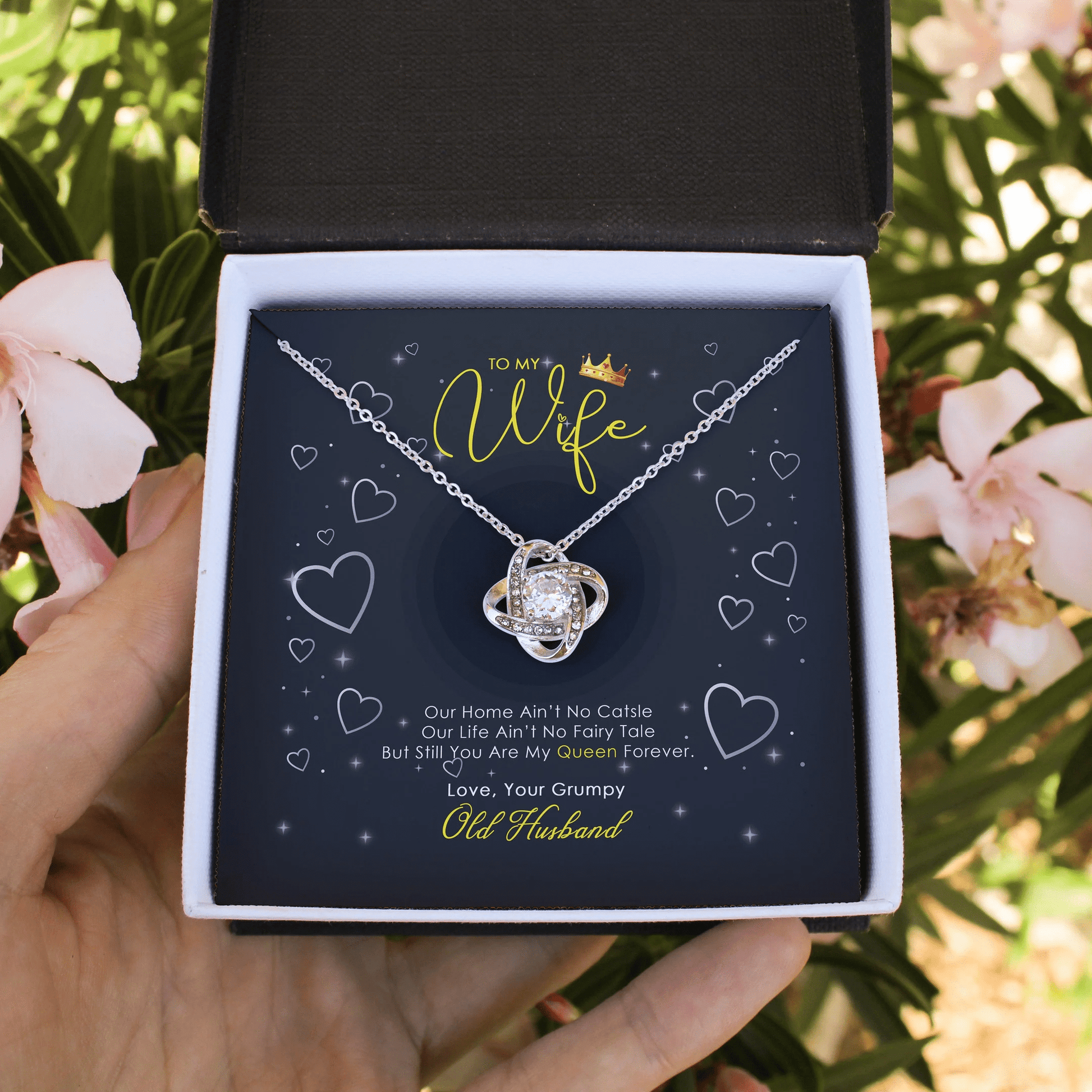To My Wife Love Your Grumpy Old Husband Love Knot Necklace