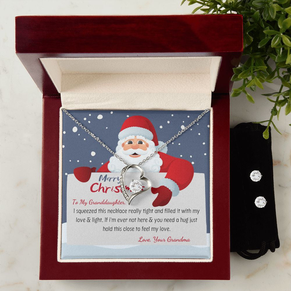 To My Granddaughter From Grandma Hold This Close Forever Love Necklace With Free Cubic Zirconia Earrings Unique Gifts For Christmas