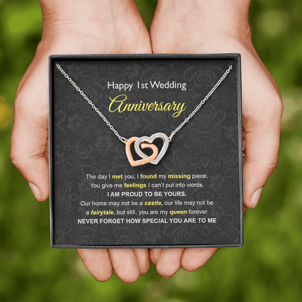 Wife Necklace, 1st Wedding Anniversary Necklace Happy First Wedding Anniversary Interlocking Hearts Necklace Gift Ideas For Wife Toptrendygear