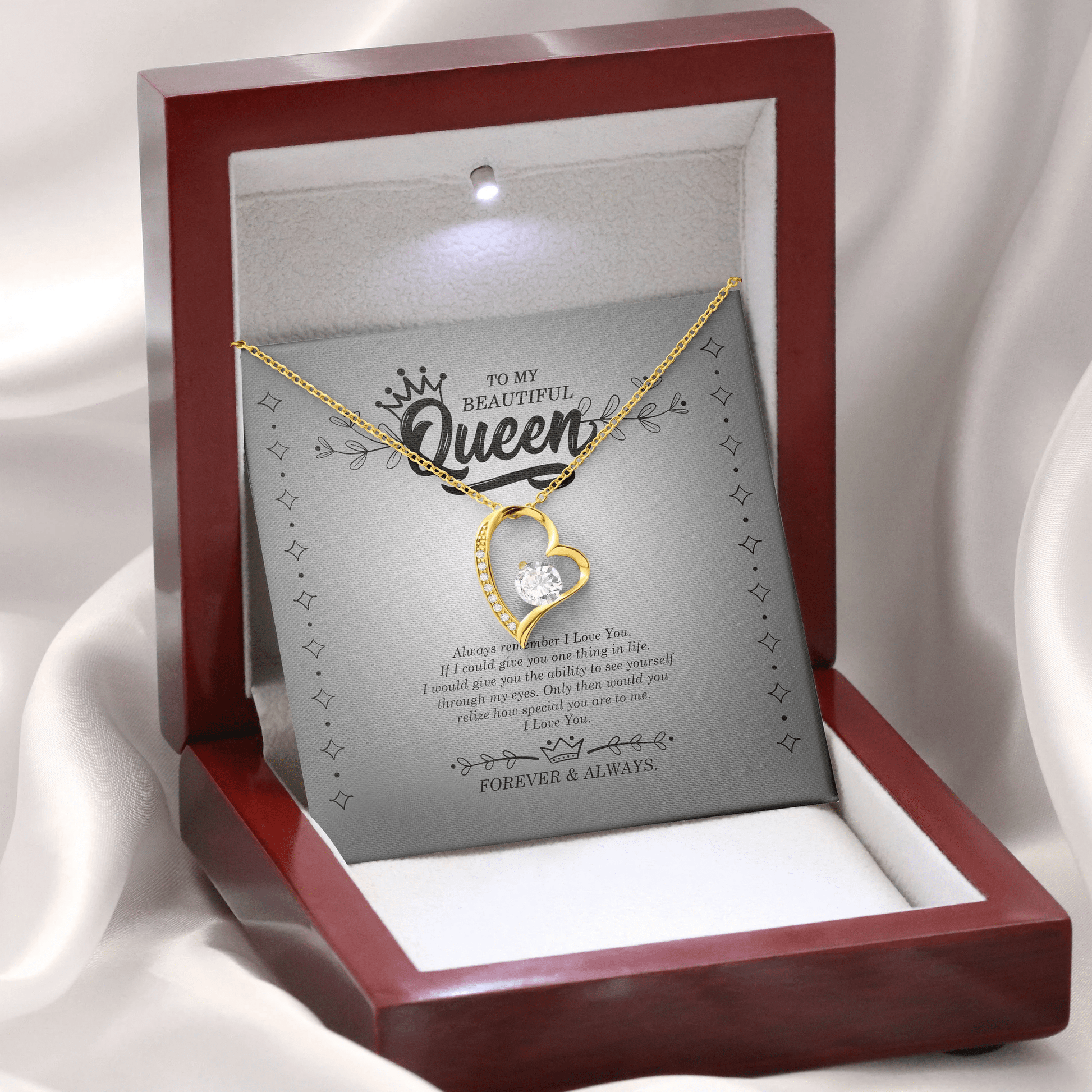 To My Beautiful Queen Always Remember I Love You Forever Love Necklace
