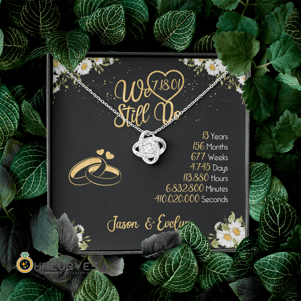 Custom Name And Date Anniversary Gifts Lace Anniversary Gifts For Her We Still Do 13 Year Wedding Anniversary Gift Love Knot Gold Necklace Toptrendygear