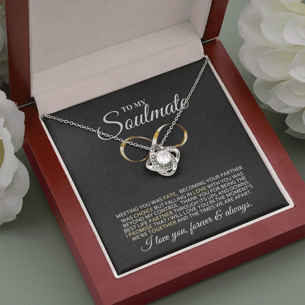 To My Soulmate My Choice Love You Forever & Always Boyfriend Necklace Love Knot Necklace