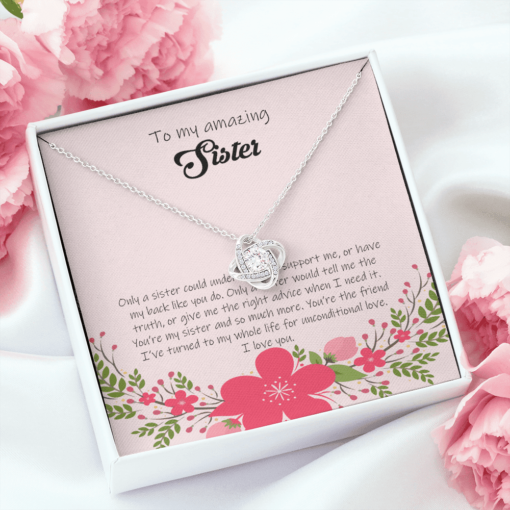 Gift For Sister You're Much More My Sister Love Knot Necklace