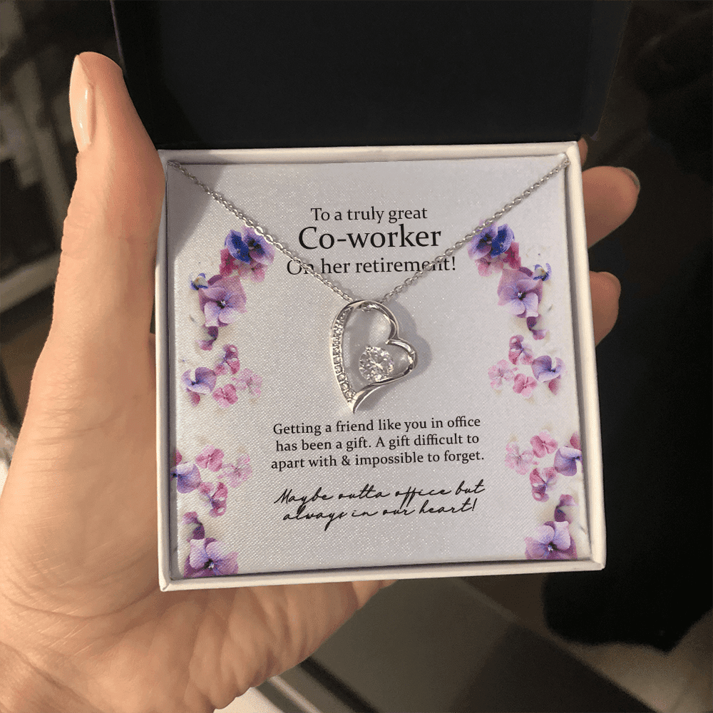 Gift For Co Worker On Her Retirement Blue Flower Forever Love Necklace
