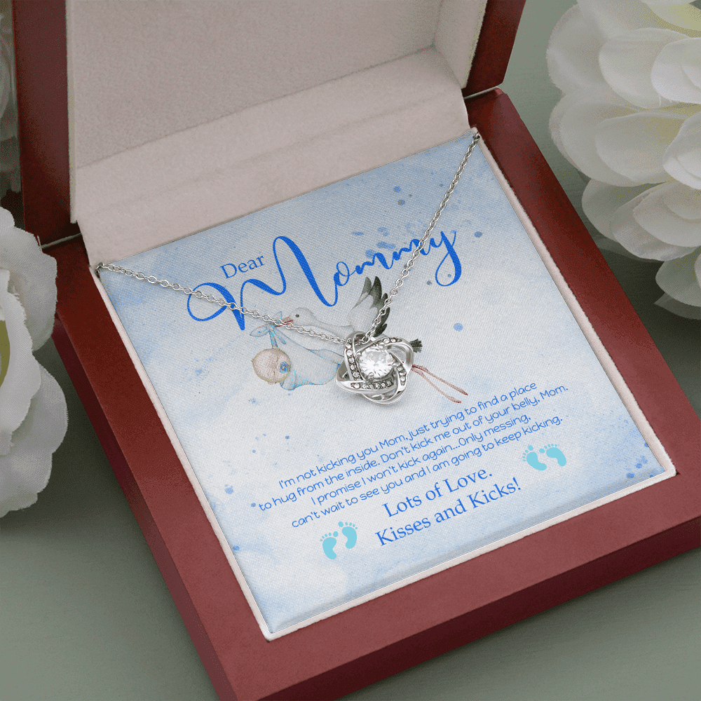 Dear Mommy Kisses And Kicks Love Knot Necklace Gift For Mom Toptrendygear