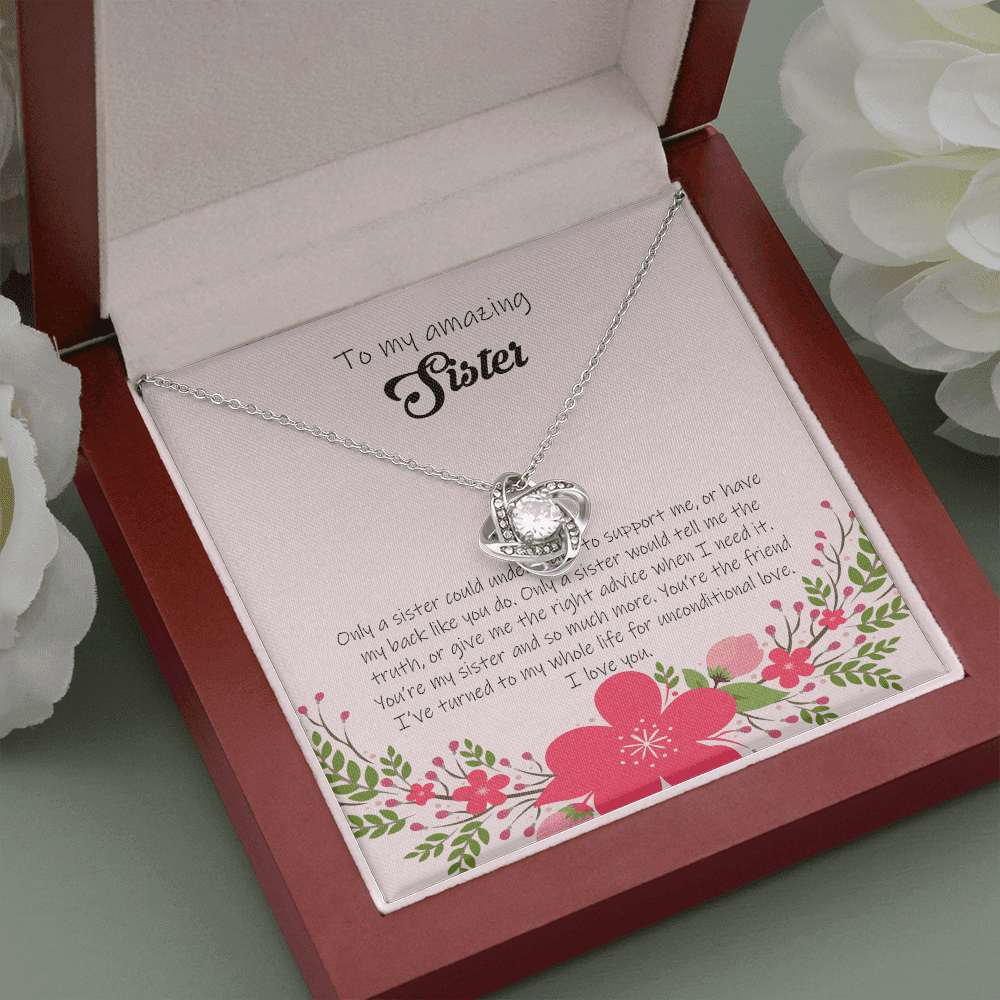Gift For Sister You're Much More My Sister Love Knot Necklace