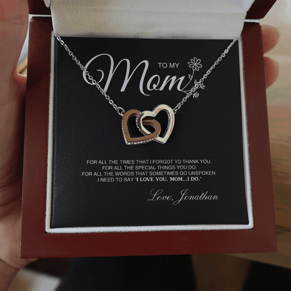 To My Mom For All The Time Interlocking Heart Necklace Toptrendygear