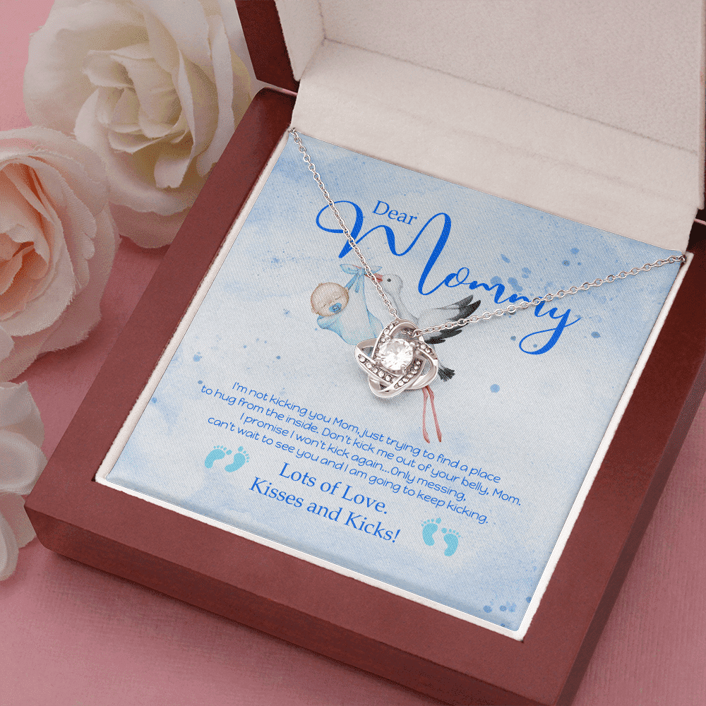 Dear Mommy Kisses And Kicks Love Knot Necklace Gift For Mom Toptrendygear