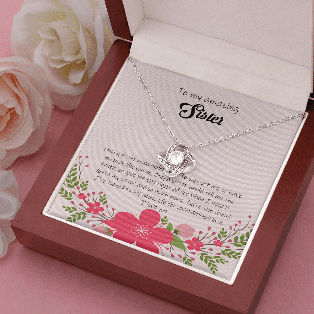 Gift For Sister You're Much More My Sister Love Knot Necklace